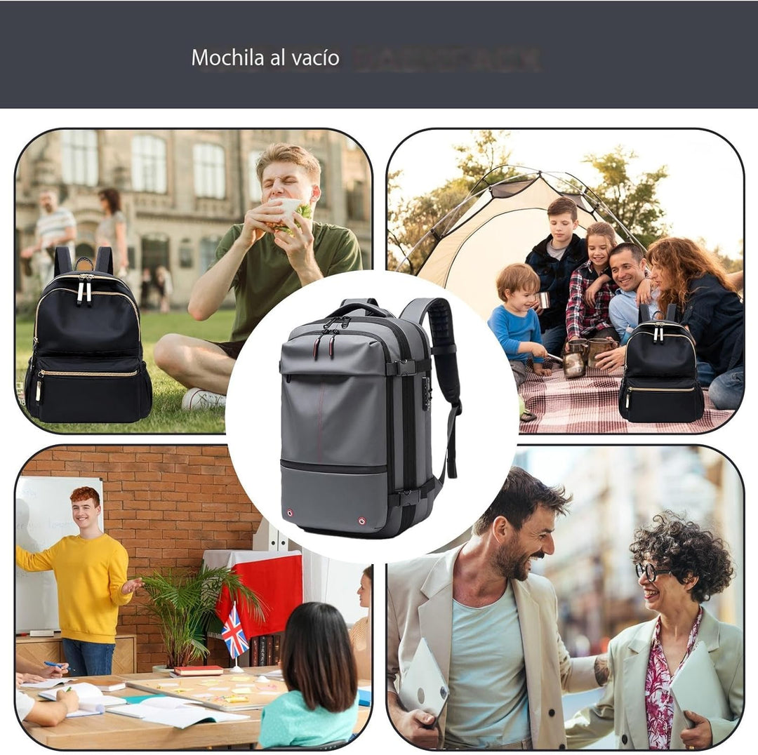 Air Vacuum Cleaner Backpack – Expandable 60L Waterproof Travel Bag with Laptop Compartment – Trivora