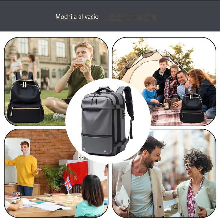 Air Vacuum Cleaner Backpack – Expandable 60L Waterproof Travel Bag with Laptop Compartment – Trivora