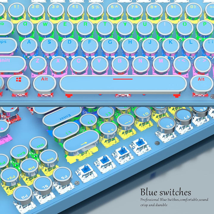 87-tasters mekanisk gaming-tastatur RGB baggrundsbelyst blå kontakter