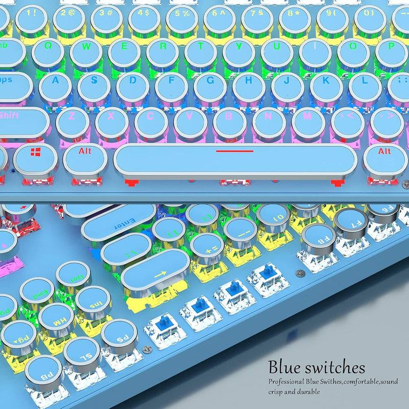 87-tasters mekanisk gaming-tastatur RGB baggrundsbelyst blå kontakter