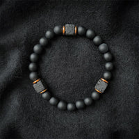 Matte Black Onyx and Cube Lava Stone Balance Bracelet – Aurelia