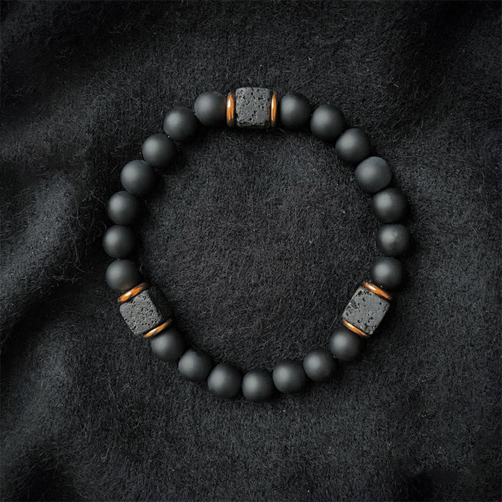 Matte Black Onyx and Cube Lava Stone Balance Bracelet – Aurelia