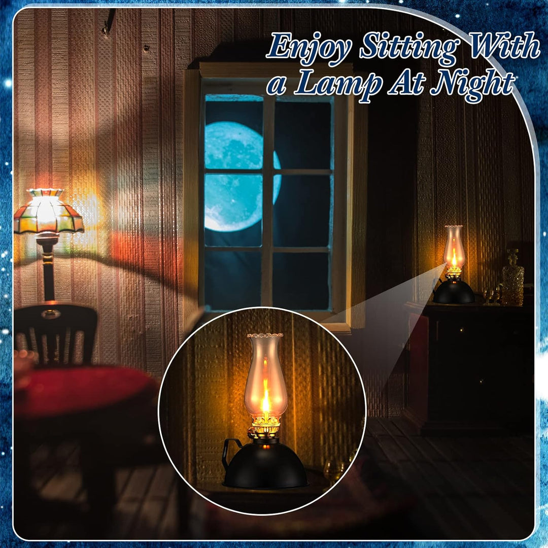 Vintage-Style Glass & Metal Oil Lamp Set of 2 – Ardin