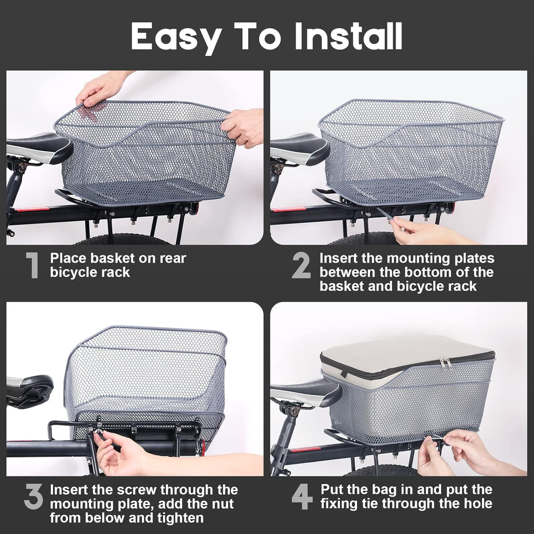 Waterproof rear bicycle basket with rainproof cover – Velora