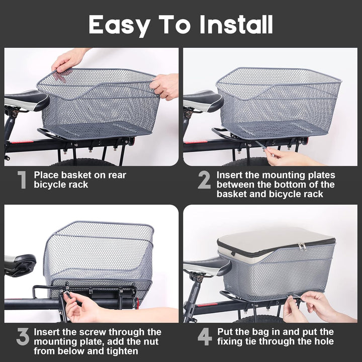 Waterproof rear bicycle basket with rainproof cover – Velora