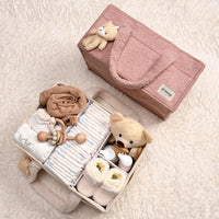 Bleopbevaringskurv til baby – Blød Sherpa opbevaringskurv med rum – Elvoria