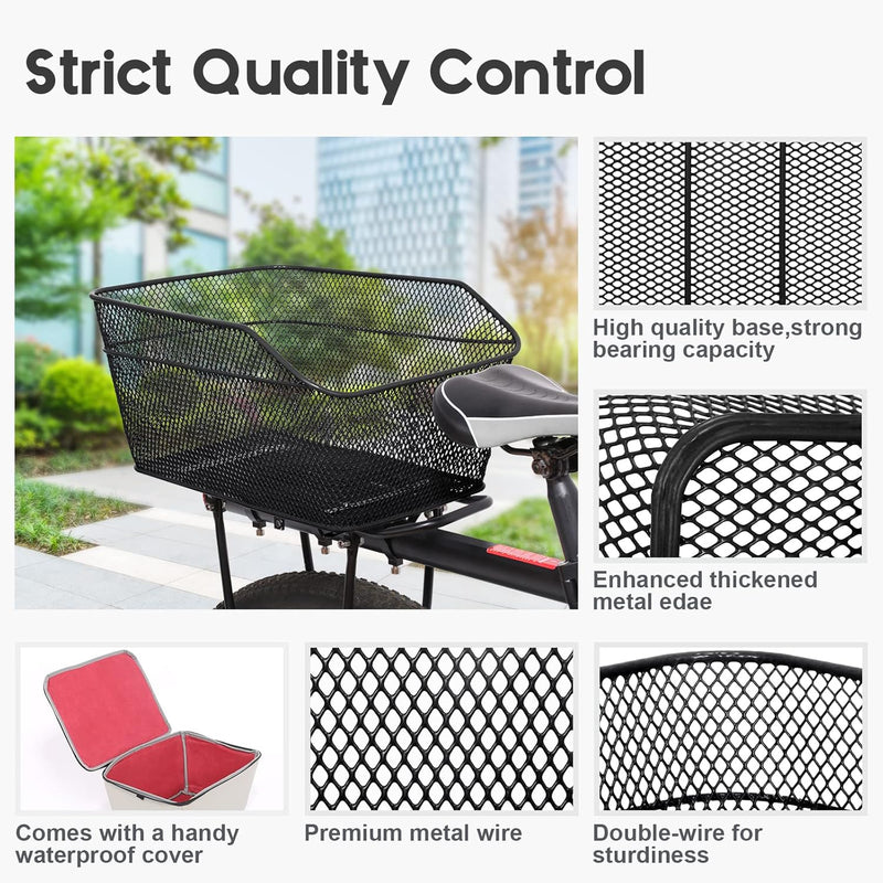 Waterproof rear bicycle basket with rainproof cover – Velora