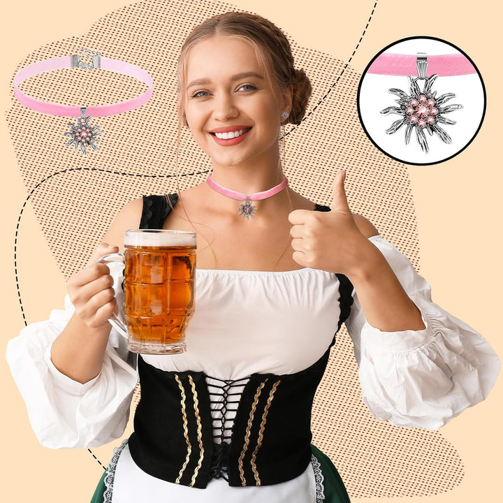 Edelweiss Jewelry Set with Velvet Ribbon – AlpenRosé Oktoberfest 2025