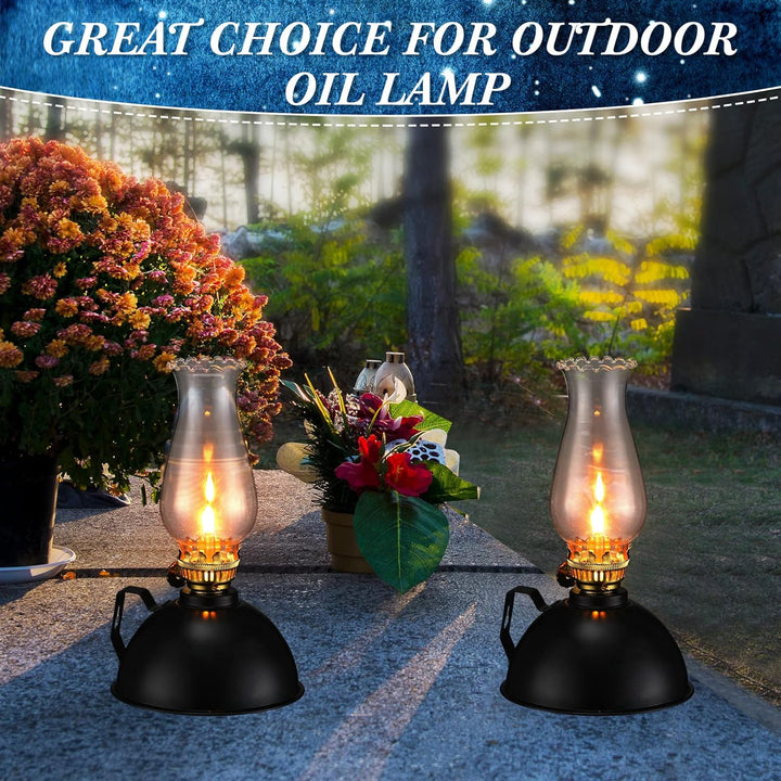Vintage-Style Glass & Metal Oil Lamp Set of 2 – Ardin