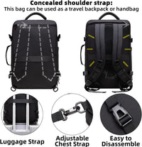 Utvidbar 45–55L vanntett reise-ryggsekk med 46,5 cm laptoplomme