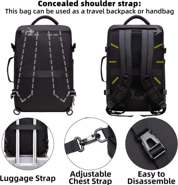 Utvidbar 45–55L vanntett reise-ryggsekk med 46,5 cm laptoplomme
