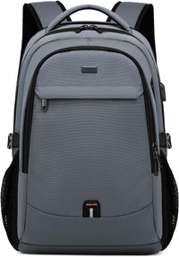 Water-repellent travel laptop backpack with USB charging port