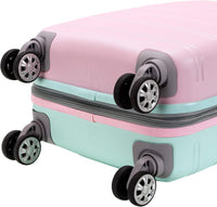 Light expandable hard shell suitcase with double spinner wheels