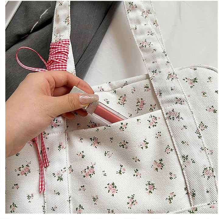 Bow Duffle Bag – Große Canvas-Wochenendtasche mit Bandakzent – Floria