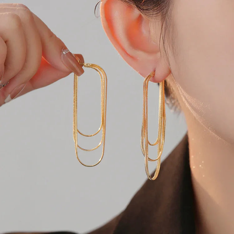 Three-layer Chain Earrings – Aurelia