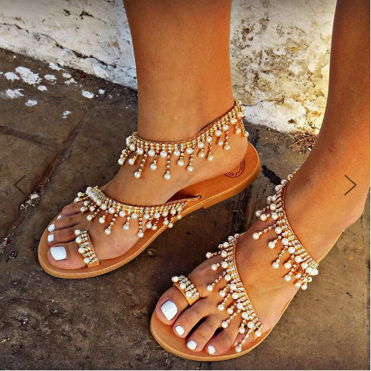 Sandalias ortopédicas para mujer con detalle de perlas – Amara