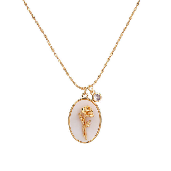Birthstone and Birth Flower Necklace – Aurora