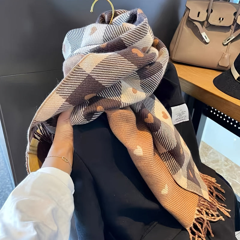 Bufanda de cuadros para mujer de poliéster para otoño e invierno – Aurelie