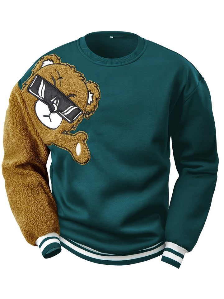 Men's Sweatshirt with Embroidered Cartoon Bear - Jasper