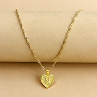 Golden Initial Heart Pendant Necklace - Amara