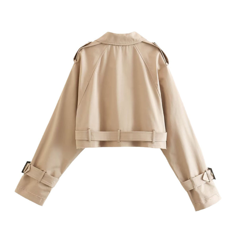 Trendy kort dame trenchcoat med bælte – Amelie