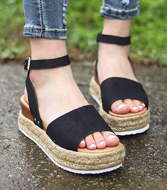 Women's Platform Espadrille Sandals with Wedge Heel & Straps – Livia
