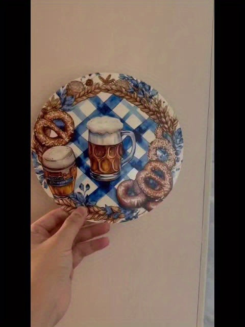 4 pieces round wooden placemats with Oktoberfest motifs – BreznPlatzSet Oktoberfest 2025