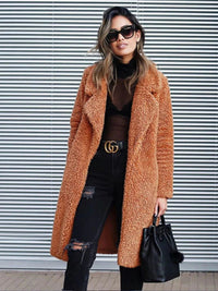 Trendy varmere lang teddyfrakk for kvinner - Isla