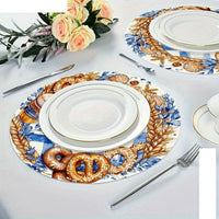 4 pieces round wooden placemats with Oktoberfest motifs – BreznPlatzSet Oktoberfest 2025