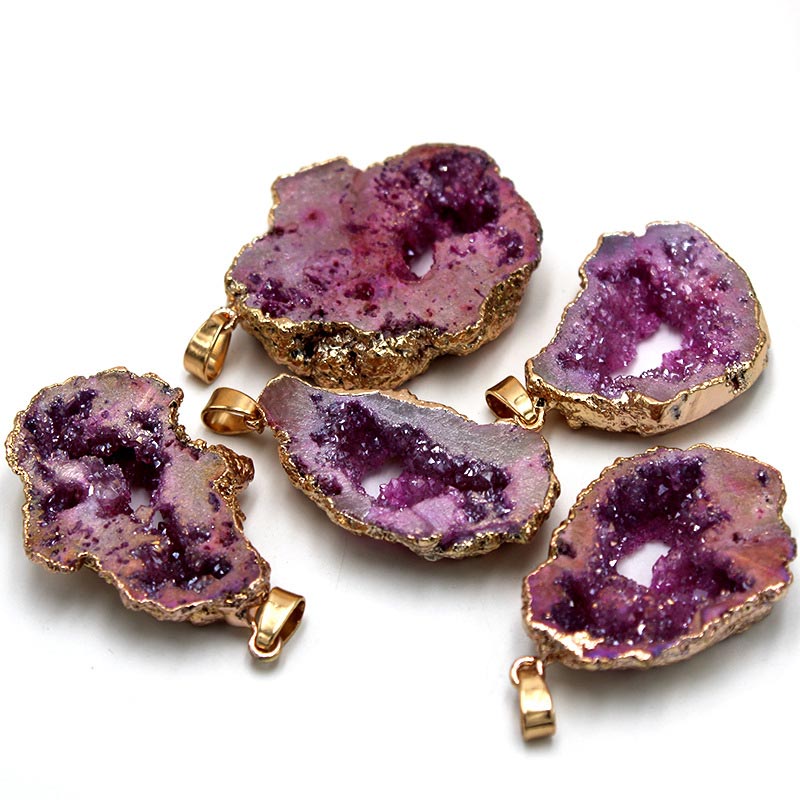Naturlig krystal-geode vedhæng – Gaia