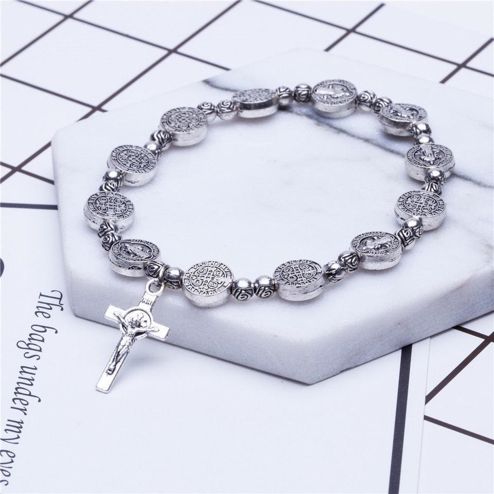 Gold and Silver Colored Christian Cross Bracelet – Solana