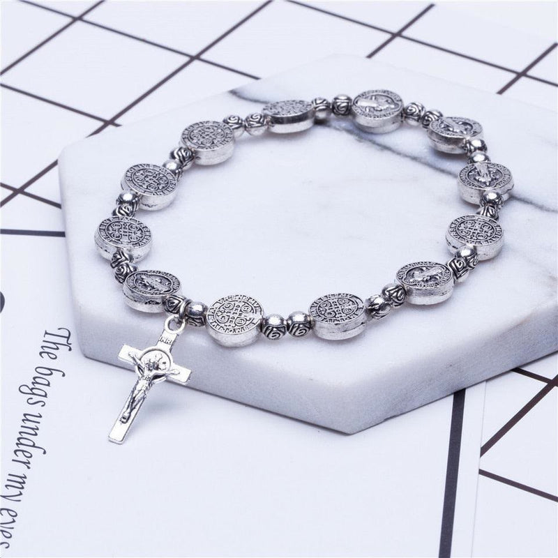 Gold and Silver Colored Christian Cross Bracelet – Solana