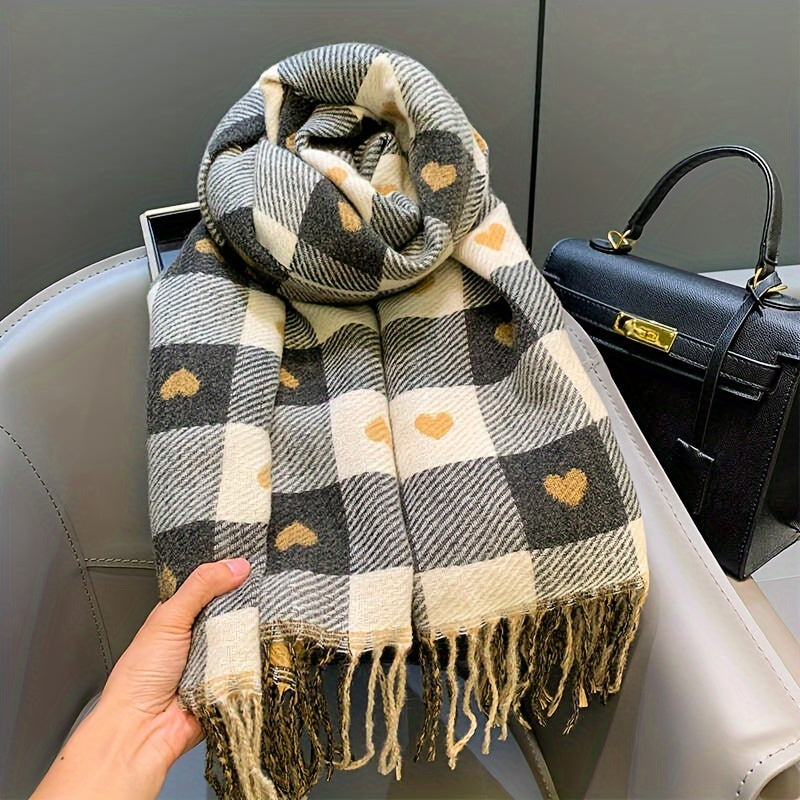 Bufanda de cuadros para mujer de poliéster para otoño e invierno – Aurelie