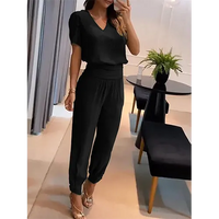 Trendy women's jumpsuit with short sleeves & wide legs – Alina