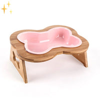 Ceramic Dog Bowl with Wooden Base – BoneFeast
