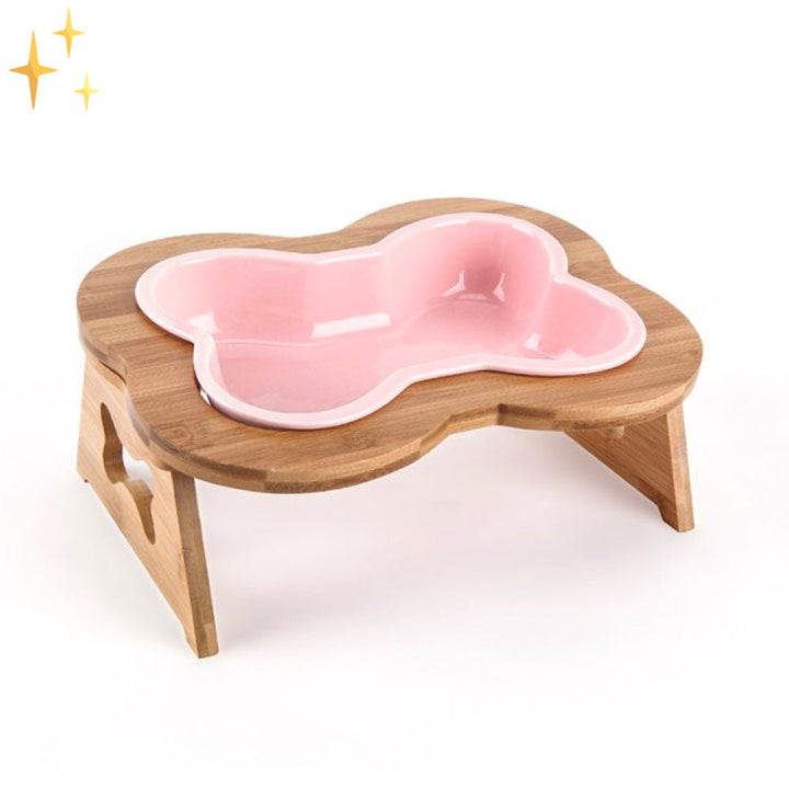 Ceramic Dog Bowl with Wooden Base – BoneFeast