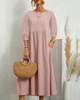 Midikleid mit Rundhalsausschnitt & Laternenärmeln – Selina