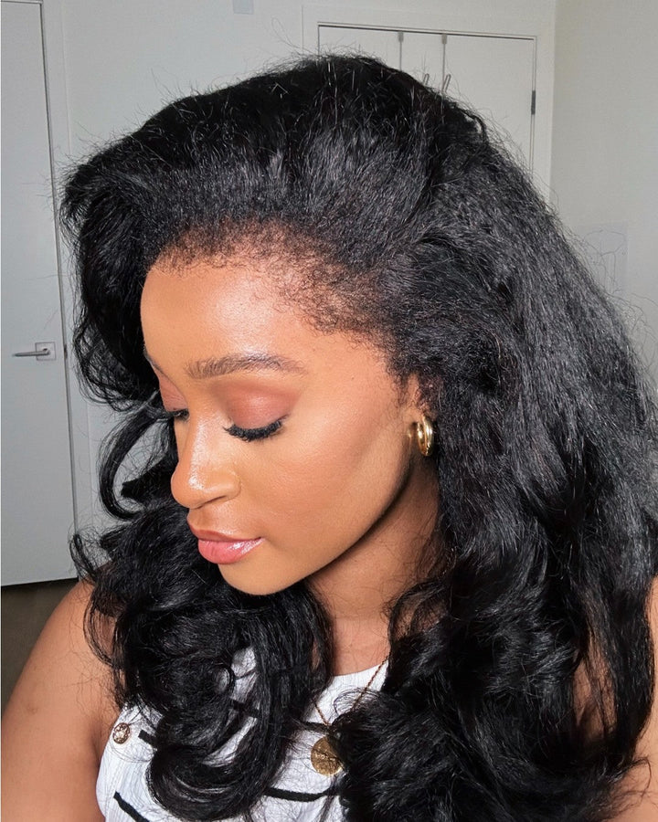 Black HD Lace Wig with Body Wave & Curly Hairline – Amara