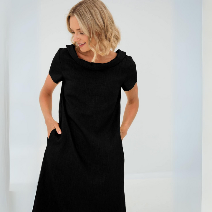 Stylish summer dress made of linen-cotton blend - LinaLuft