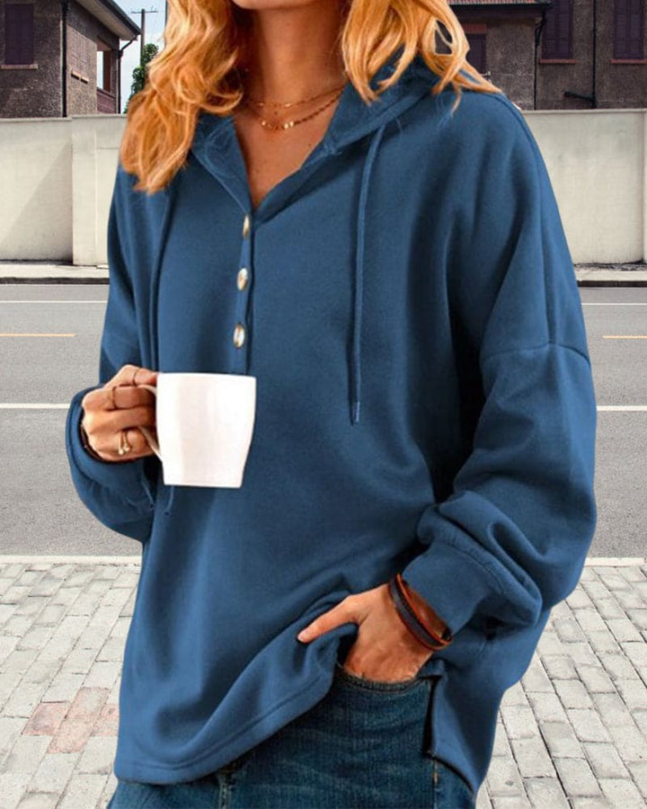 Hoodie with Button Placket - Luna