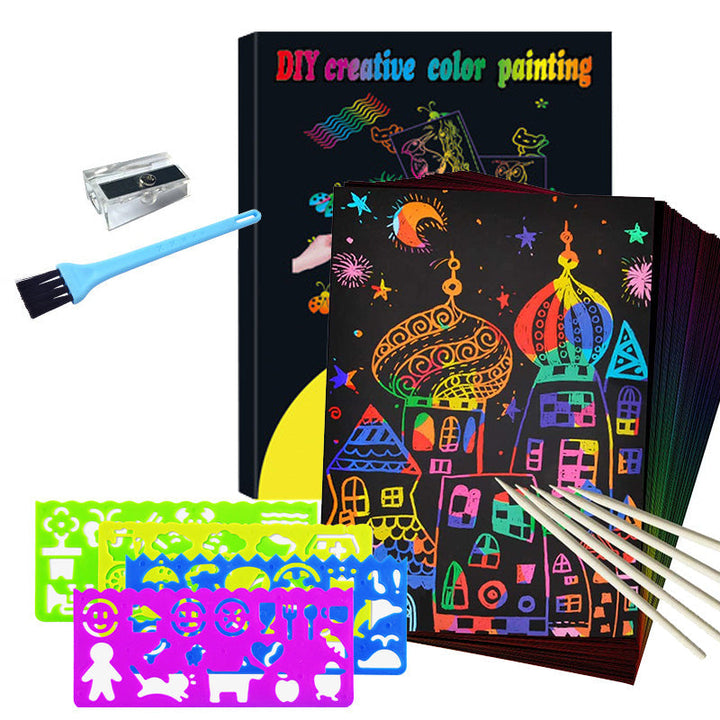 Kratzkartenset mit magischen Regenbogenfarben – ColorBurst