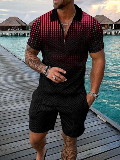 Two-piece men's summer outfit with polo and shorts – Damon