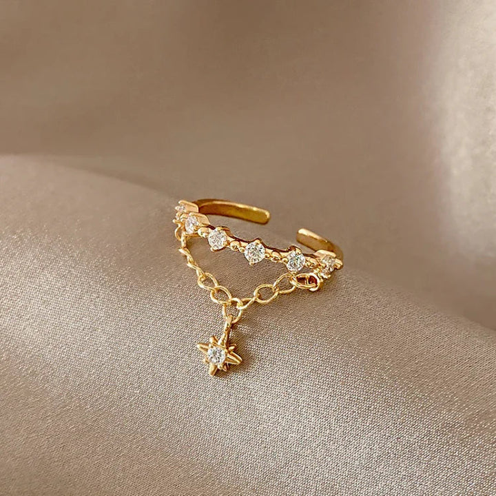 Anillo de cadena con hexagrama dorado – Lyra