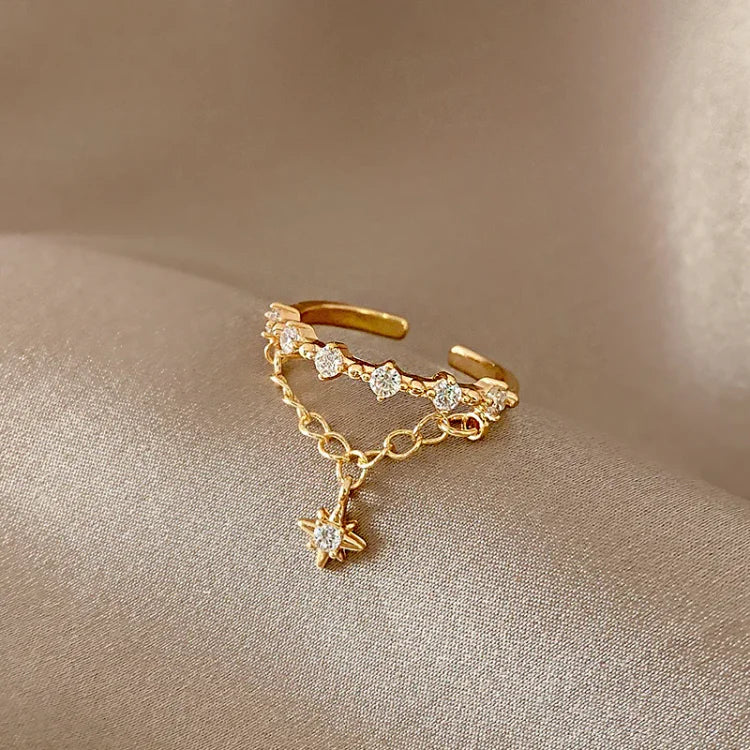 Anillo de cadena con hexagrama dorado – Lyra