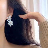 White Flower Dangle Earrings – Florina