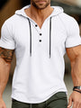 Herren T-Shirt mit Kapuze und Knopfverschluss – Mason