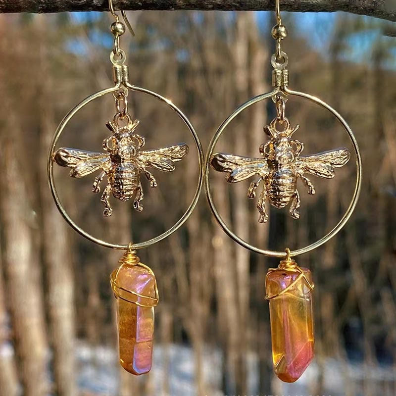 Natural Crystal Moon Star Earrings – Elara