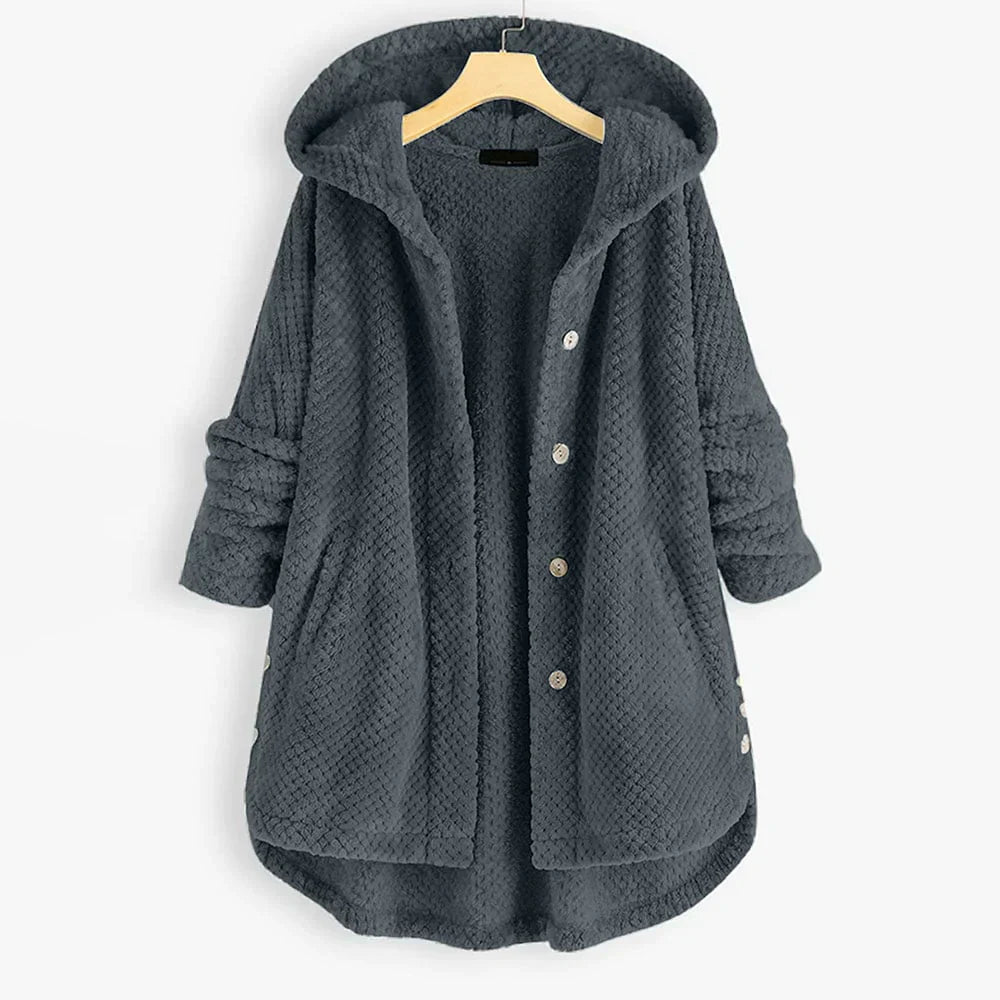 Trendy Cut Fleece Jacket with Hood - FleeceLux