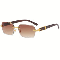 Randlose Sonnenbrille mit Rechteckigen Gläsern und Kunstholz-Bügel – Verro