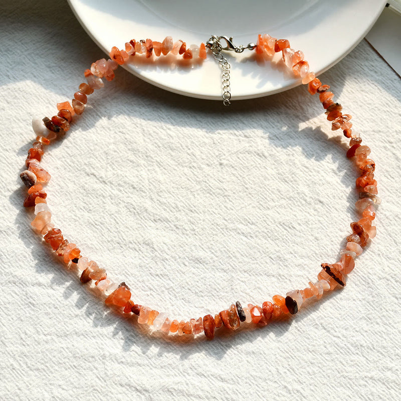 Stylishly Shaped Polished Crystal Necklace - Lina